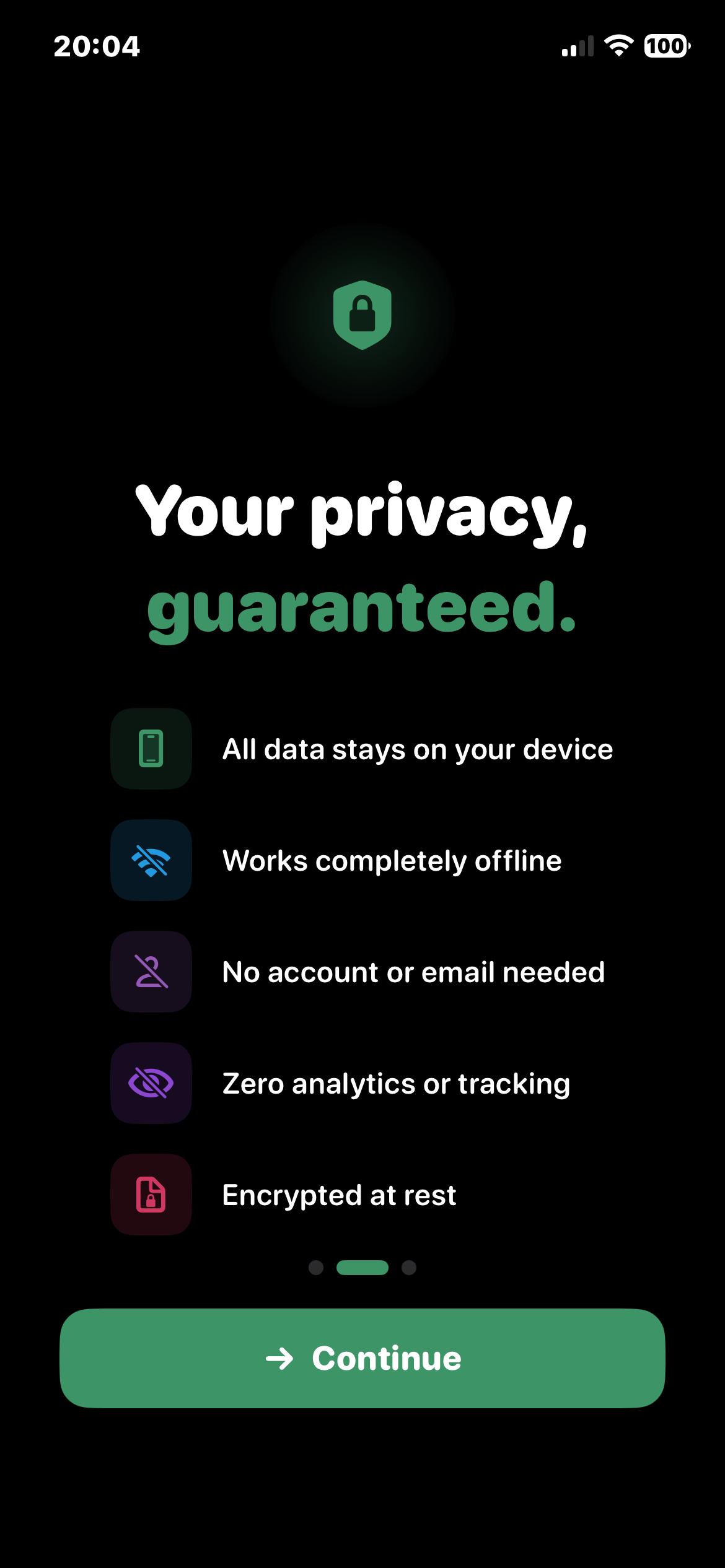Sage app — privacy screen